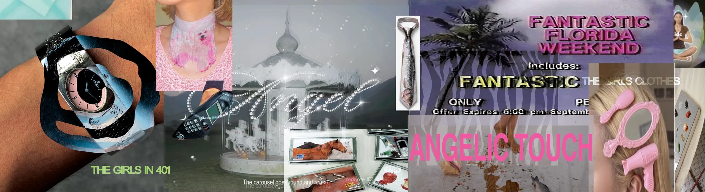 The Girls in 401 collage of jewelry, fashion, and vintage imagery